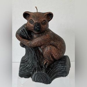 Large KOALA Tree Branch Hug Candle Vtg Brown 8”T x 7.5”W x 4"D Unique Decor